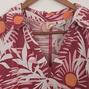 C&C California Red and Orange Floral Blouse